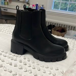 Black low leather boots